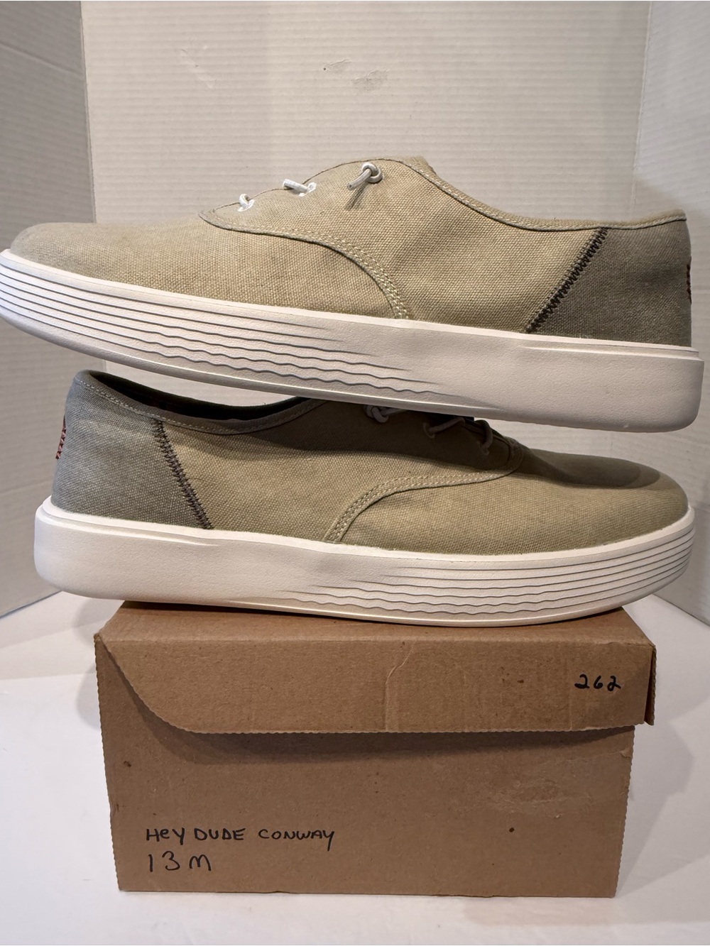 Hey Dude Men's Conway Canvas Sneakers in Olive 13M